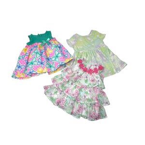 Baby Girl's Summer Dresses - White, Tie Dye, Green & Pink Print - Size 12 Months